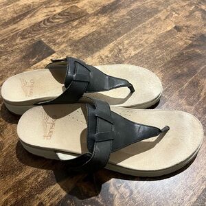 Dansko Black Leather Women's Cece Sandals